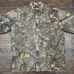 Brazos Work Force Mens Large Camo Coat Canvas Quilt Lined Jacket Hunt Camoflauge